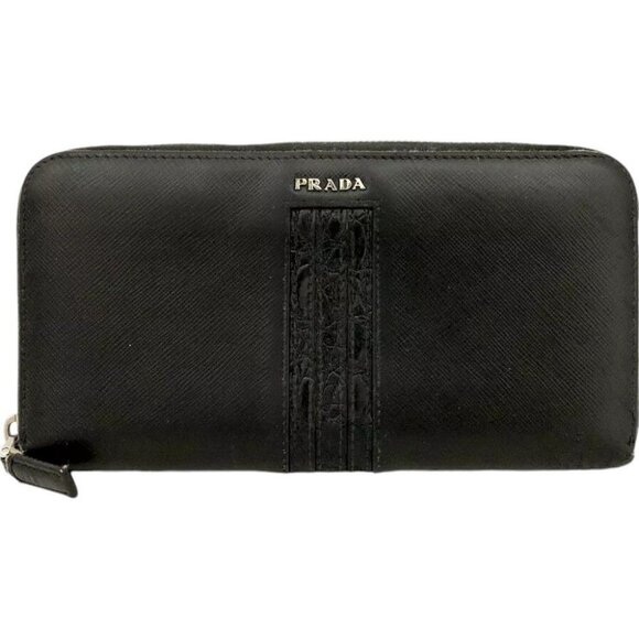 027182AW (C2) Prada Wallet Long Black Saffiano Leather - Picture 1 of 9